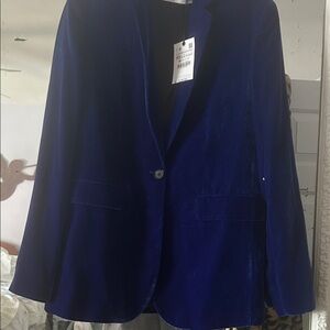 Zara Royal Blue Velvet Blazer